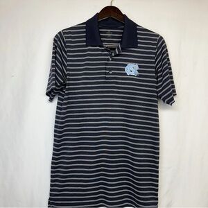 North Carolina Tarheels NCAA Men’s Collared Polo Shirt Navy Blue Stripe Sz Med
